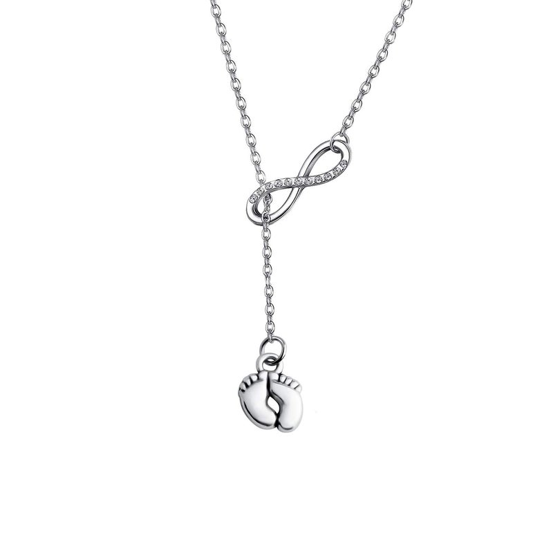 BNQL Baby Feet Lariat Necklace New Mom Necklace New Baby Gift (baby feet) - Image 1